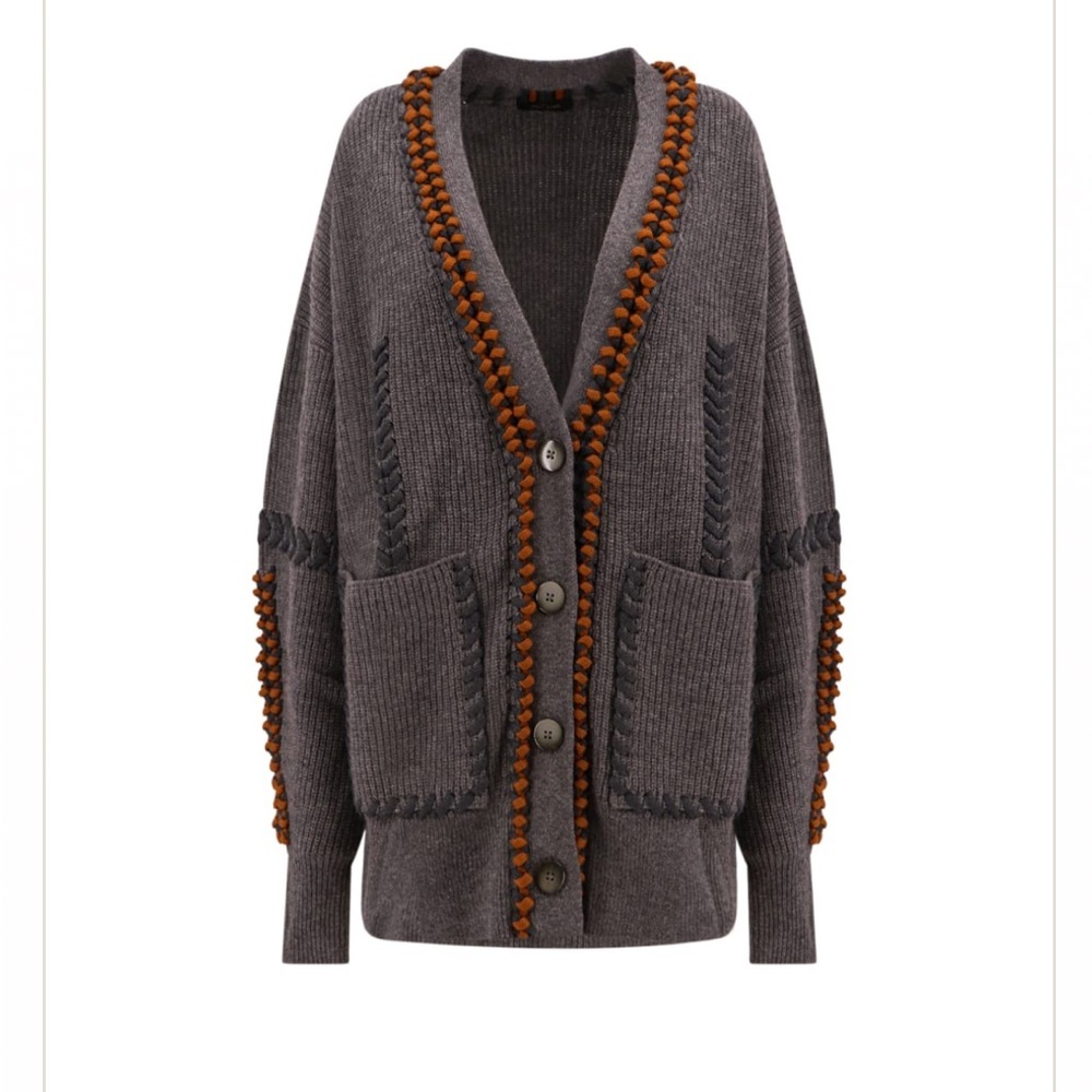 Mes Demoiselles Takashi Cardigan Size 0 Gray Wool Blend Chunky Knit Oversized